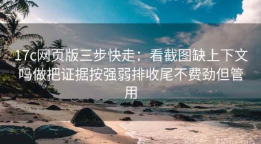 17c网页版三步快走：看截图缺上下文吗做把证据按强弱排收尾不费劲但管用